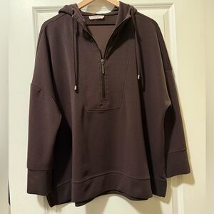 Cable & Gauge Women's Dark Brown Half-Zip Hoodie